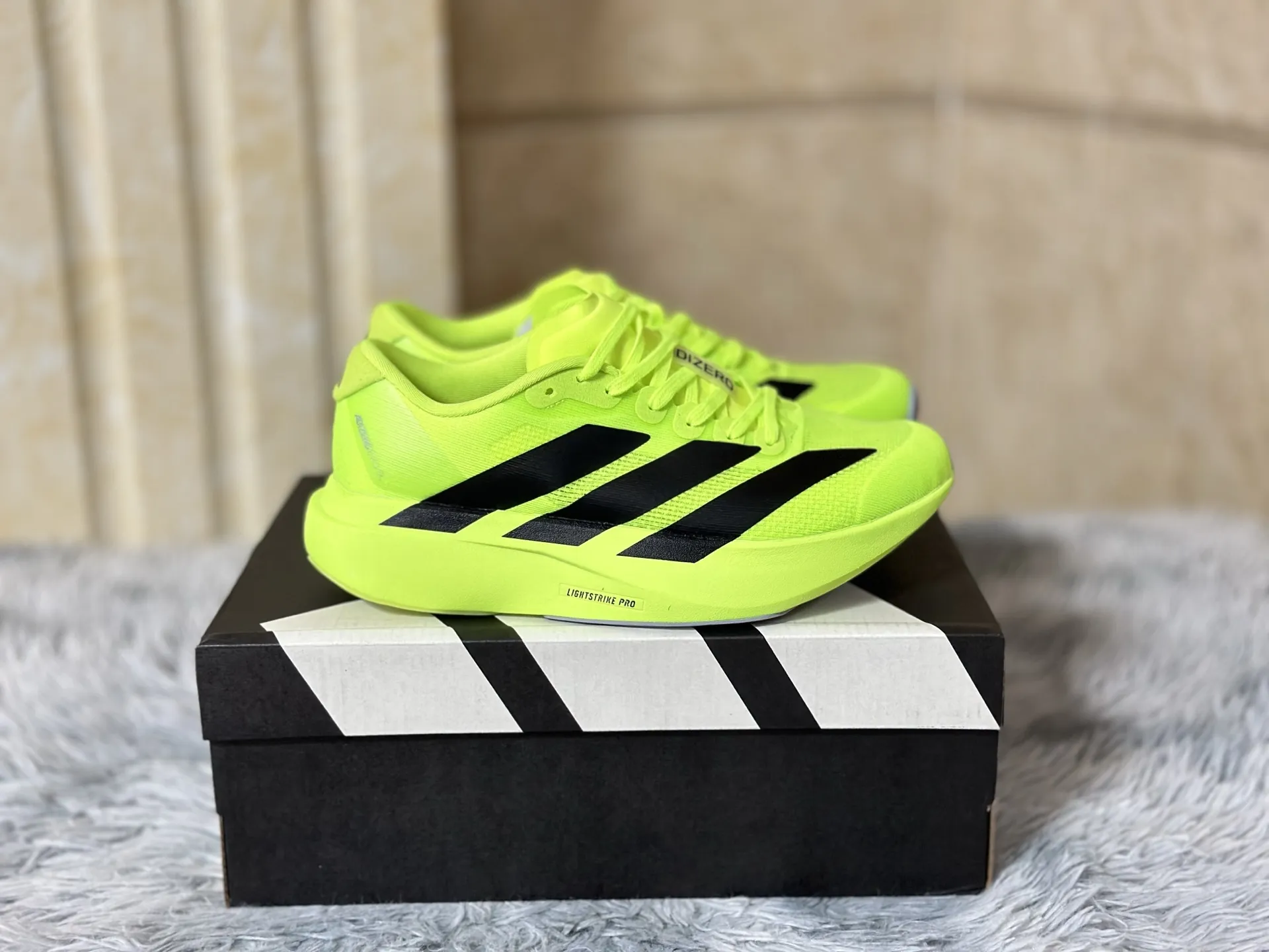 Durable adidas Adizero Evo SL Yellow Black Running Shoes – Replica Adidas Edition 483