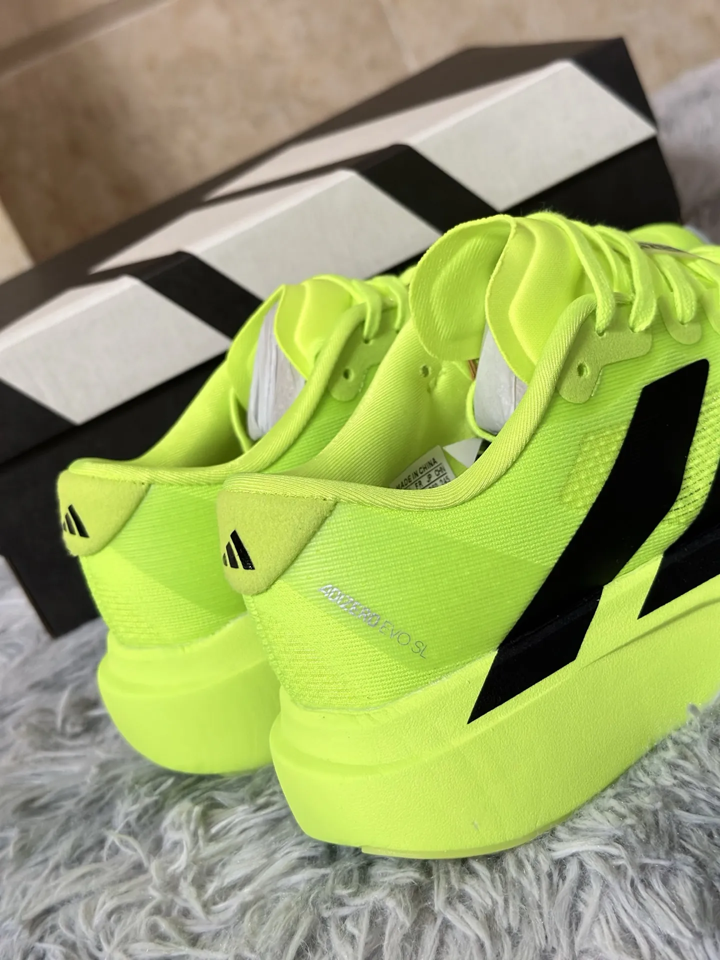 Durable adidas Adizero Evo SL Yellow Black Running Shoes – Replica Adidas Edition 483
