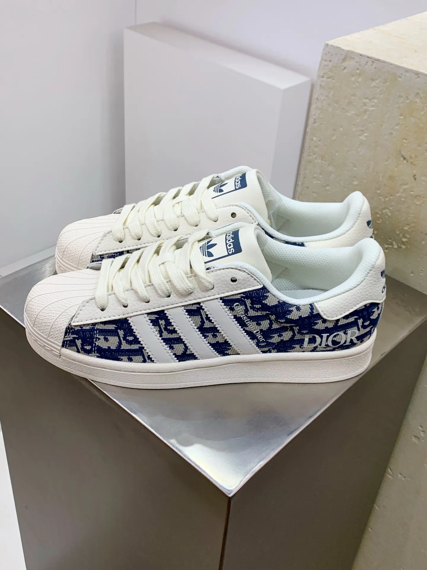 Durable adidas Gazelle Indoor Dior Blue Low Top Replica Shoes 507