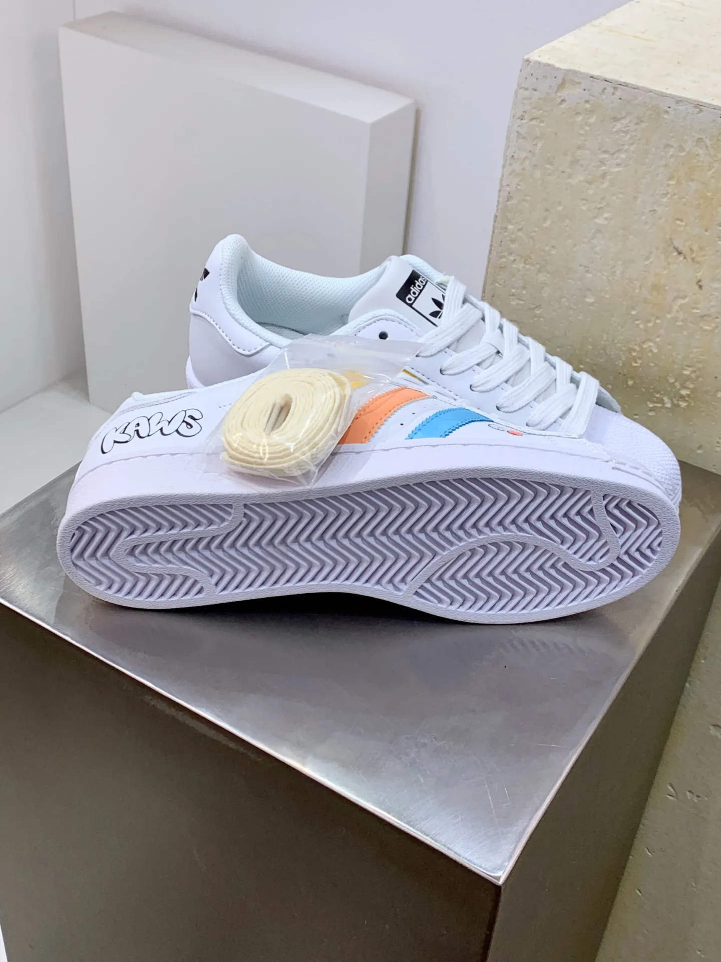 Refined adidas Gazelle Indoor KAWS White Multicolor 494