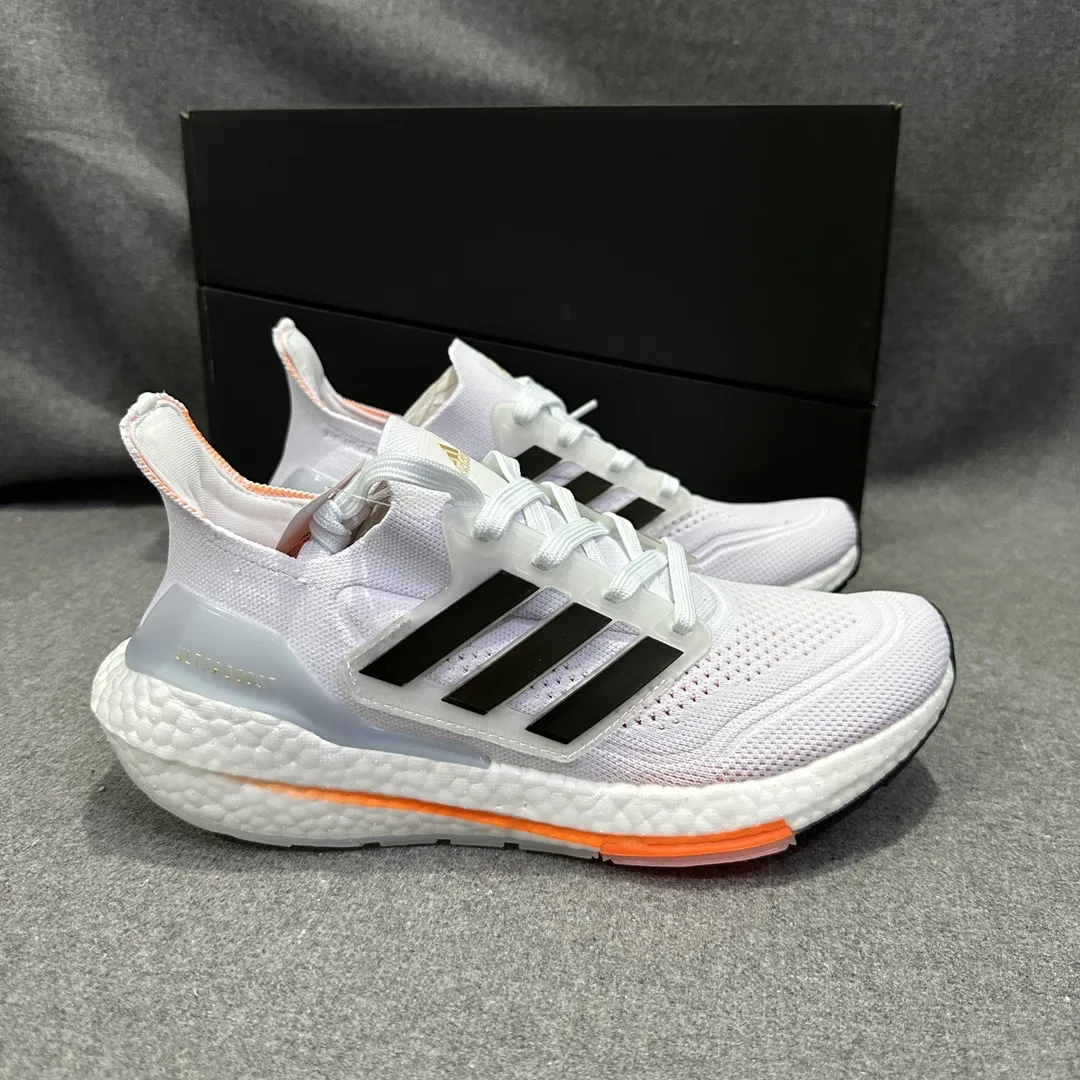 FlexibleFit adidas Ultraboost 21 White Orange Running Shoes – Replica Adidas Edition 573
