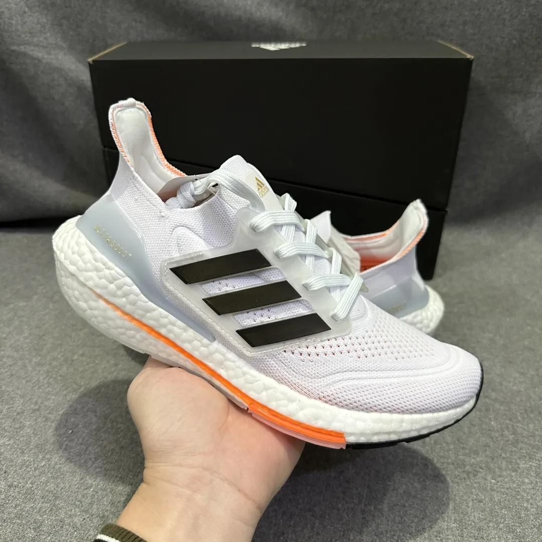 FlexibleFit adidas Ultraboost 21 White Orange Running Shoes – Replica Adidas Edition 573