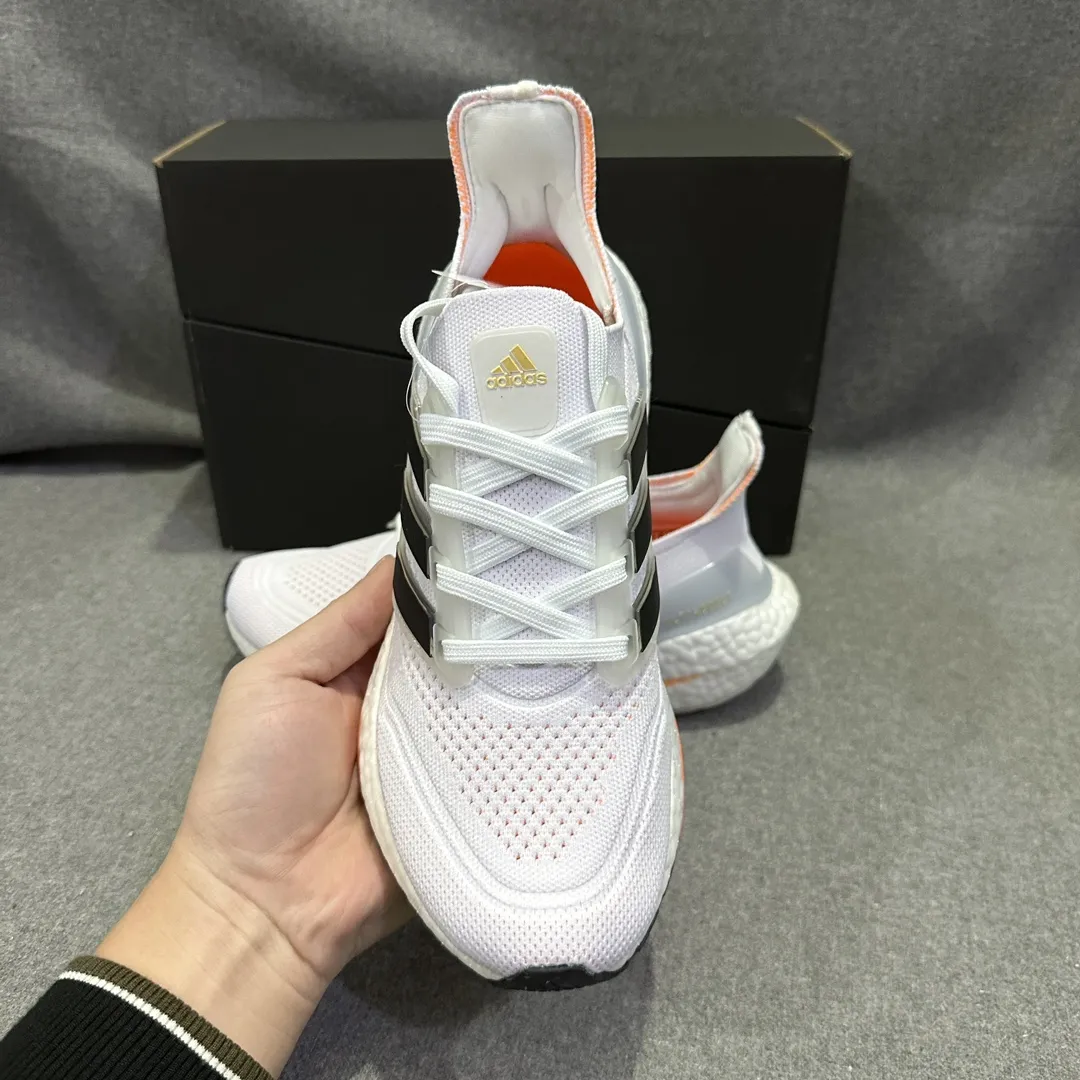 FlexibleFit adidas Ultraboost 21 White Orange Running Shoes – Replica Adidas Edition 573