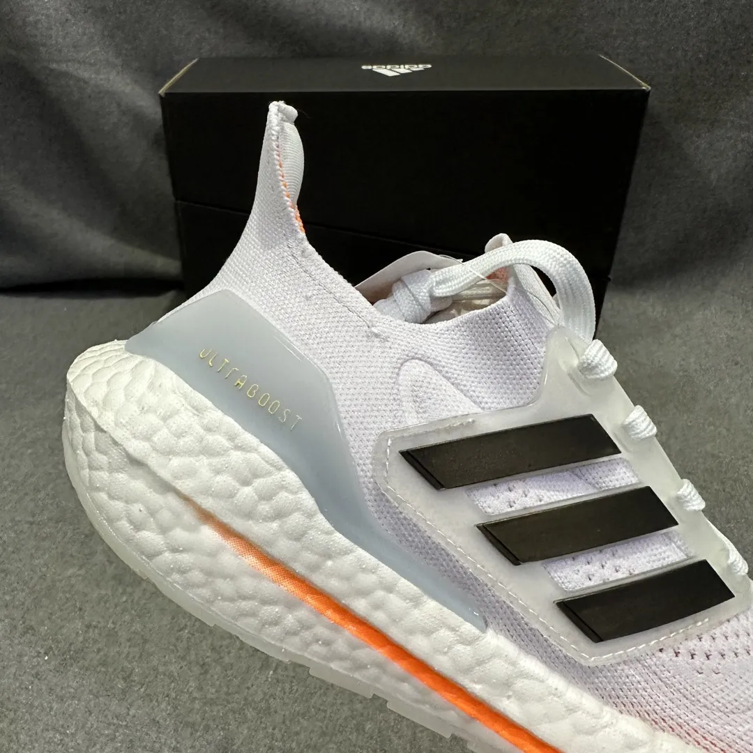 FlexibleFit adidas Ultraboost 21 White Orange Running Shoes – Replica Adidas Edition 573
