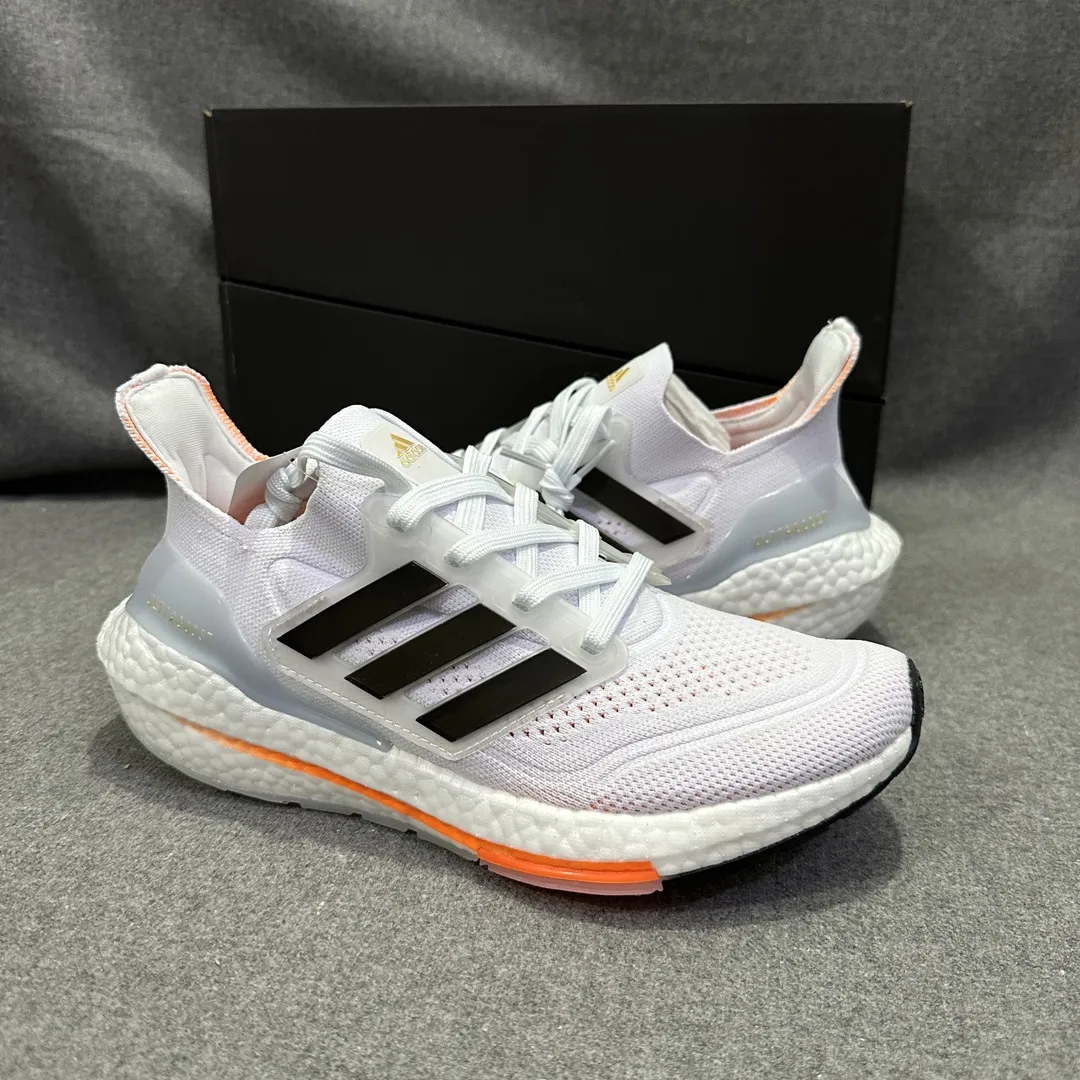 FlexibleFit adidas Ultraboost 21 White Orange Running Shoes – Replica Adidas Edition 573