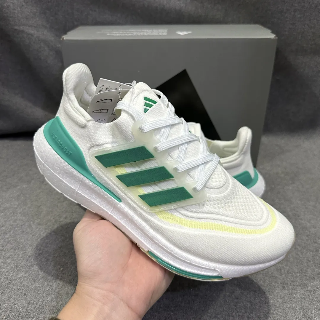 Supportive adidas Ultraboost 23 Light White Green Blue – Replica Adidas Shoes 579