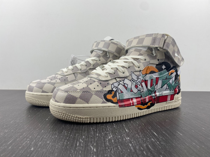 TB Louis Vuitton Nike Air Force 1 Mid By Virgil Abloh Graffiti