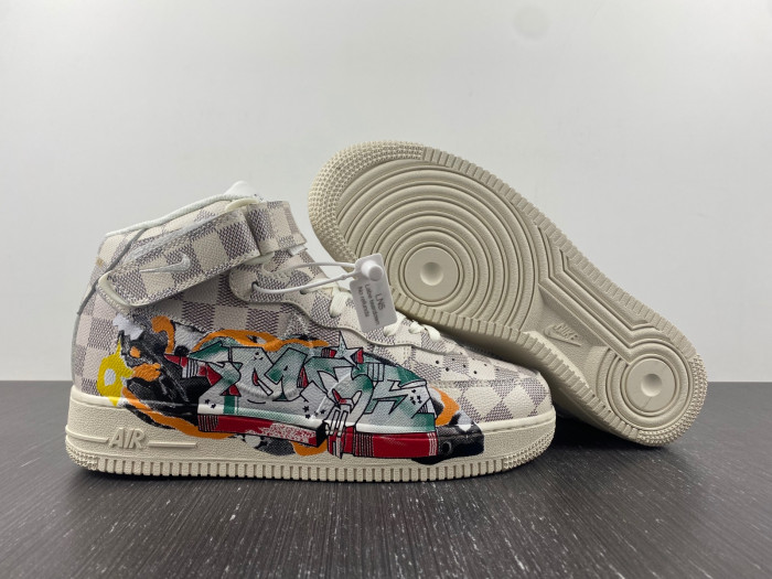 TB Louis Vuitton Nike Air Force 1 Mid By Virgil Abloh Graffiti