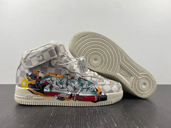 Bmlin Louis Vuitton Nike Air Force 1 Mid By Virgil Abloh Graffiti