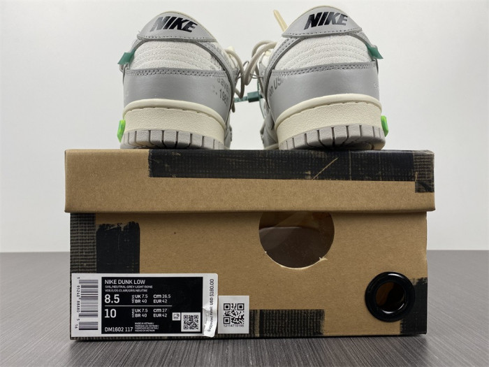 TB Nike Dunk Low Off-White Lot 42 DM1602-117