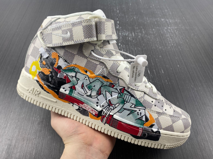 TB Louis Vuitton Nike Air Force 1 Mid By Virgil Abloh Graffiti