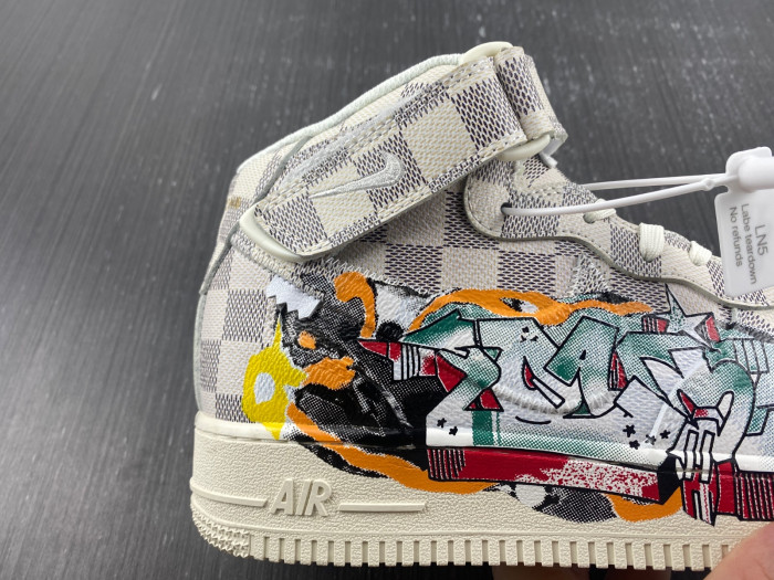 TB Louis Vuitton Nike Air Force 1 Mid By Virgil Abloh Graffiti