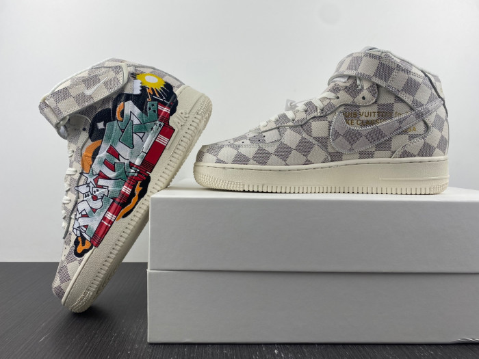 TB Louis Vuitton Nike Air Force 1 Mid By Virgil Abloh Graffiti