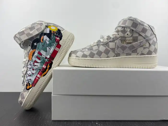 MaikeSneakers Louis Vuitton Nike Air Force 1 Mid By Virgil Abloh Graffiti