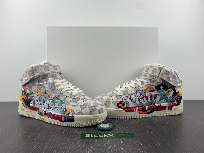 TB Louis Vuitton Nike Air Force 1 Mid By Virgil Abloh Graffiti