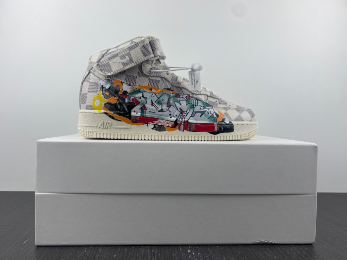 TB Louis Vuitton Nike Air Force 1 Mid By Virgil Abloh Graffiti