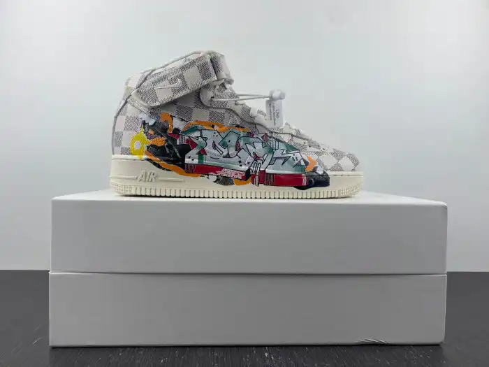 MaikeSneakers Louis Vuitton Nike Air Force 1 Mid By Virgil Abloh Graffiti