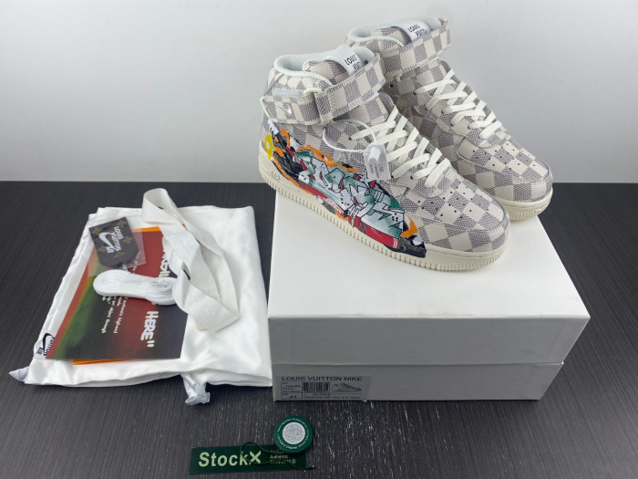 TB Louis Vuitton Nike Air Force 1 Mid By Virgil Abloh Graffiti