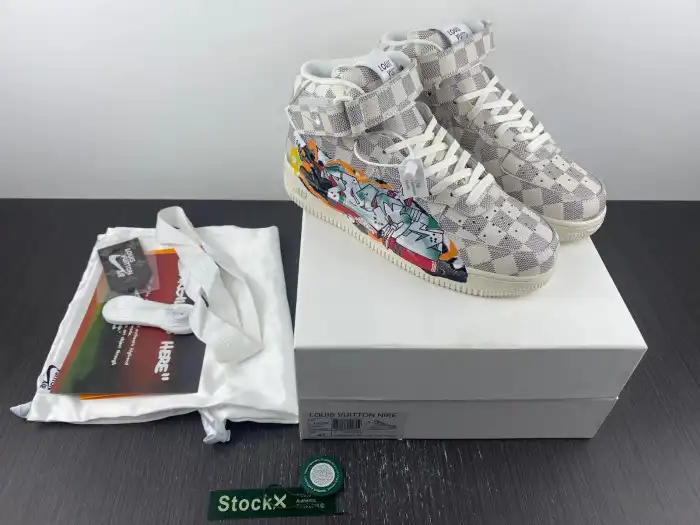 Bmlin Louis Vuitton Nike Air Force 1 Mid By Virgil Abloh Graffiti