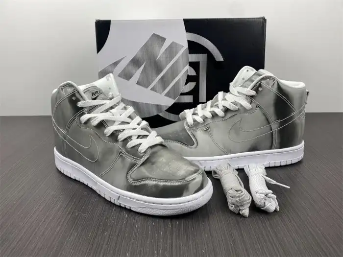 Rep Husky Nike Dunk High CLOT Metallic Silver DH4444-900