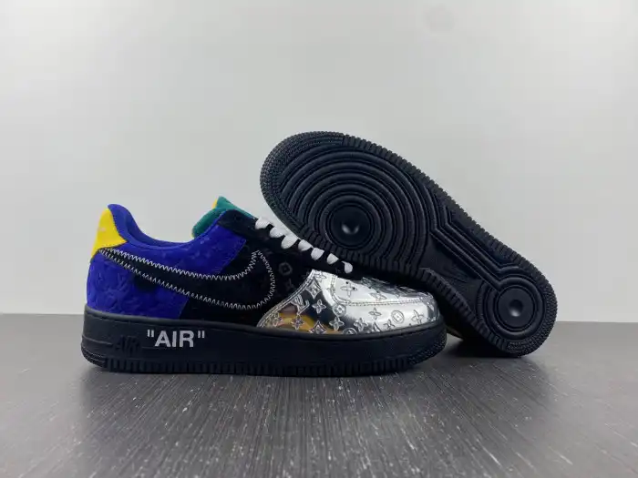 Rep LY Louis Vuitton Nike Air Force 1 Low By Virgil Abloh Black Metallic Silver