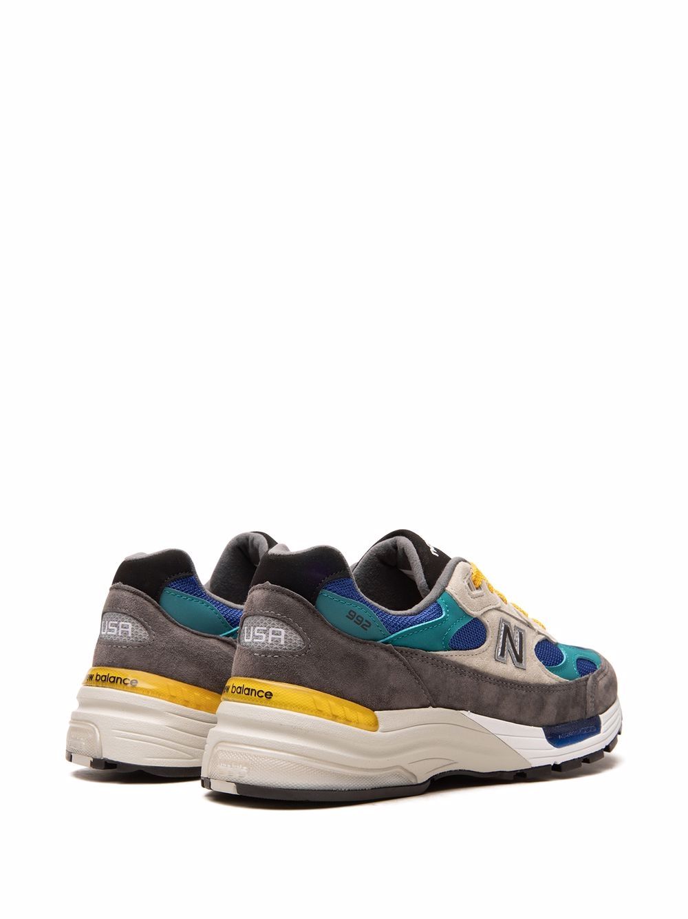 TB New Balance 992 "Grey Blue Teal Yellow" low-top sneakers 