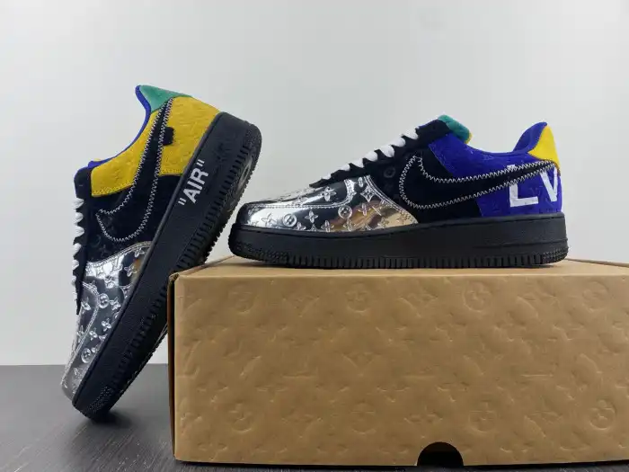 Rep LY Louis Vuitton Nike Air Force 1 Low By Virgil Abloh Black Metallic Silver