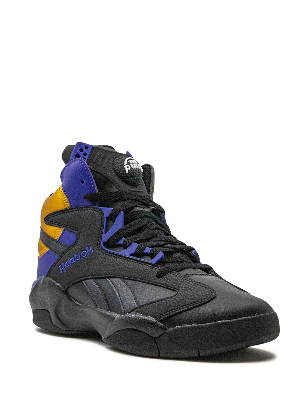 KICKWHO Reebok Shaq Attaq "Core Black Bold Purple Collegiate Gold" sneakers 