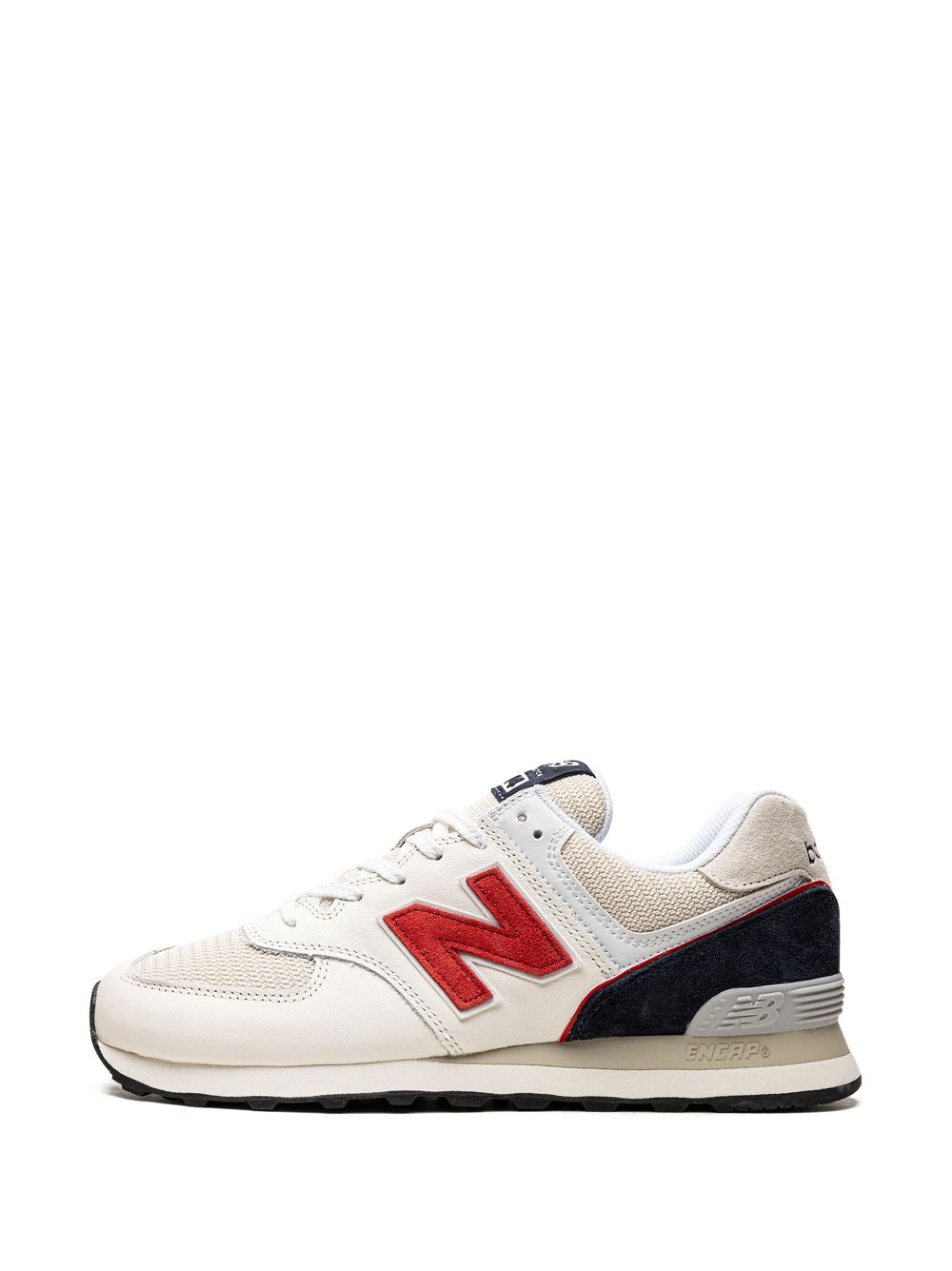 KICKWHO New Balance 574 "White Light Grey Red Navy" sneakers 