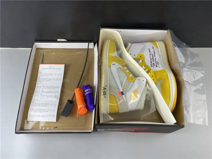 Kicked Out Shoe Store Air Jordan 1 x Off-White NRG White Dark Powder Yellow-Cone AQ0818-149