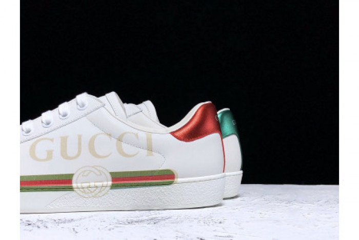 KICKWHO GUCC ACE EMBROIDERED LOW-TOP SNEAKER WHITE WITH LOGO