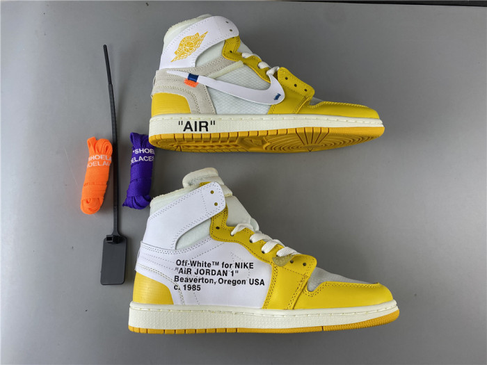 TB Air Jordan 1 x Off-White NRG White Dark Powder Yellow-Cone AQ0818-149