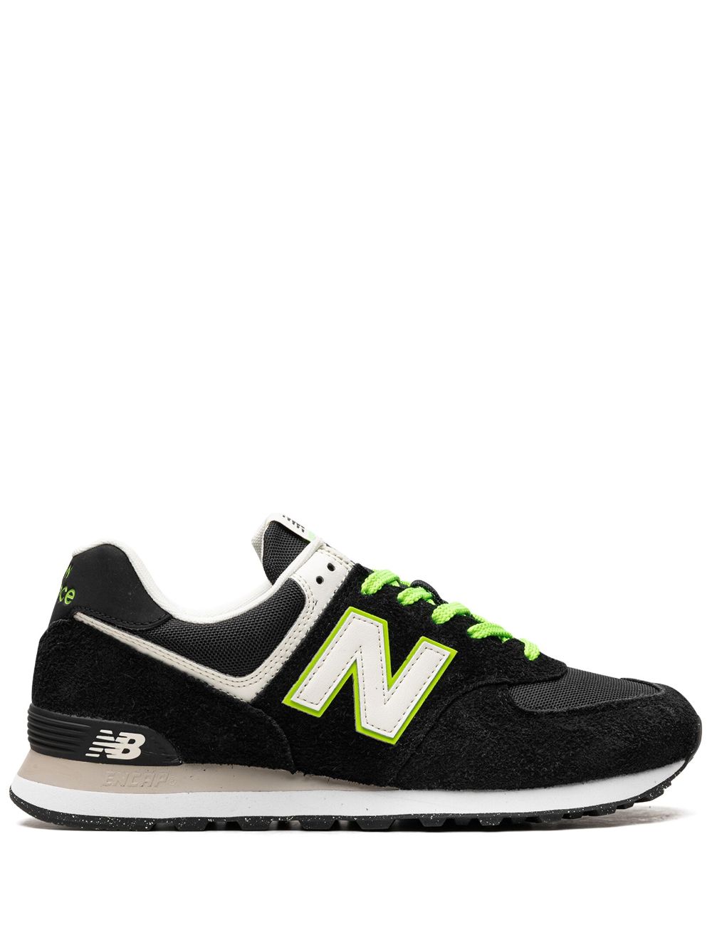 KICKWHO New Balance 574 "Black White Green" sneakers 