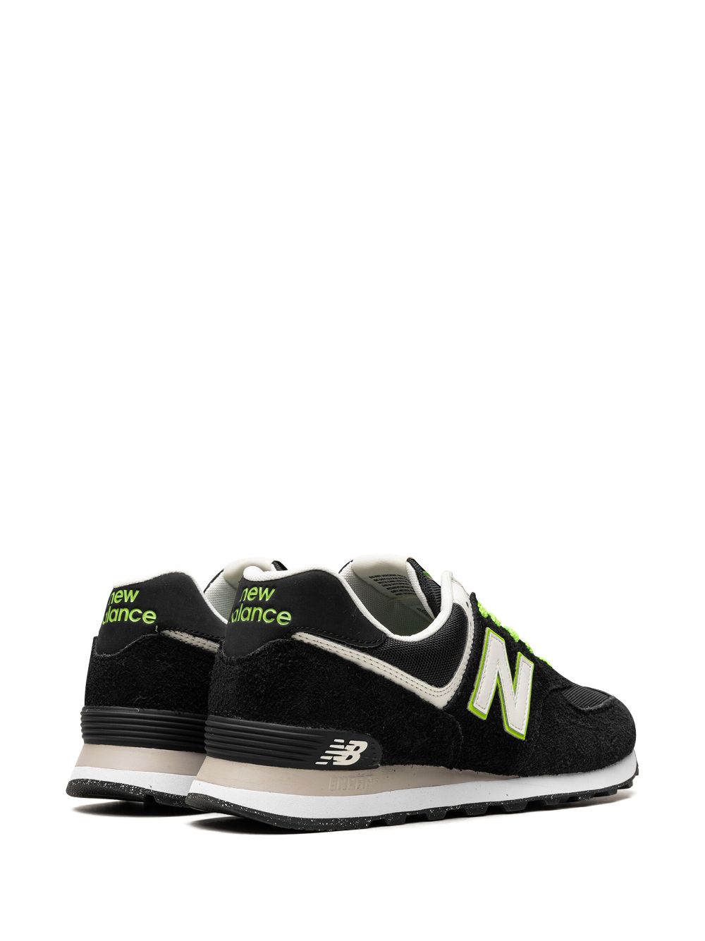 KICKWHO New Balance 574 "Black White Green" sneakers 