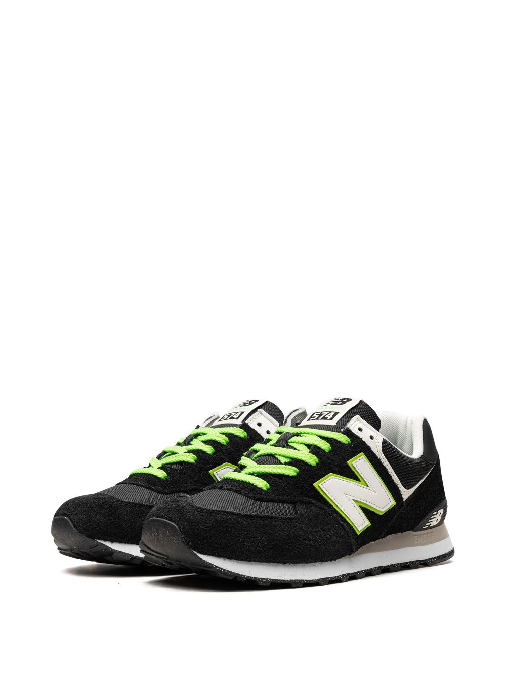 KICKWHO New Balance 574 "Black White Green" sneakers 