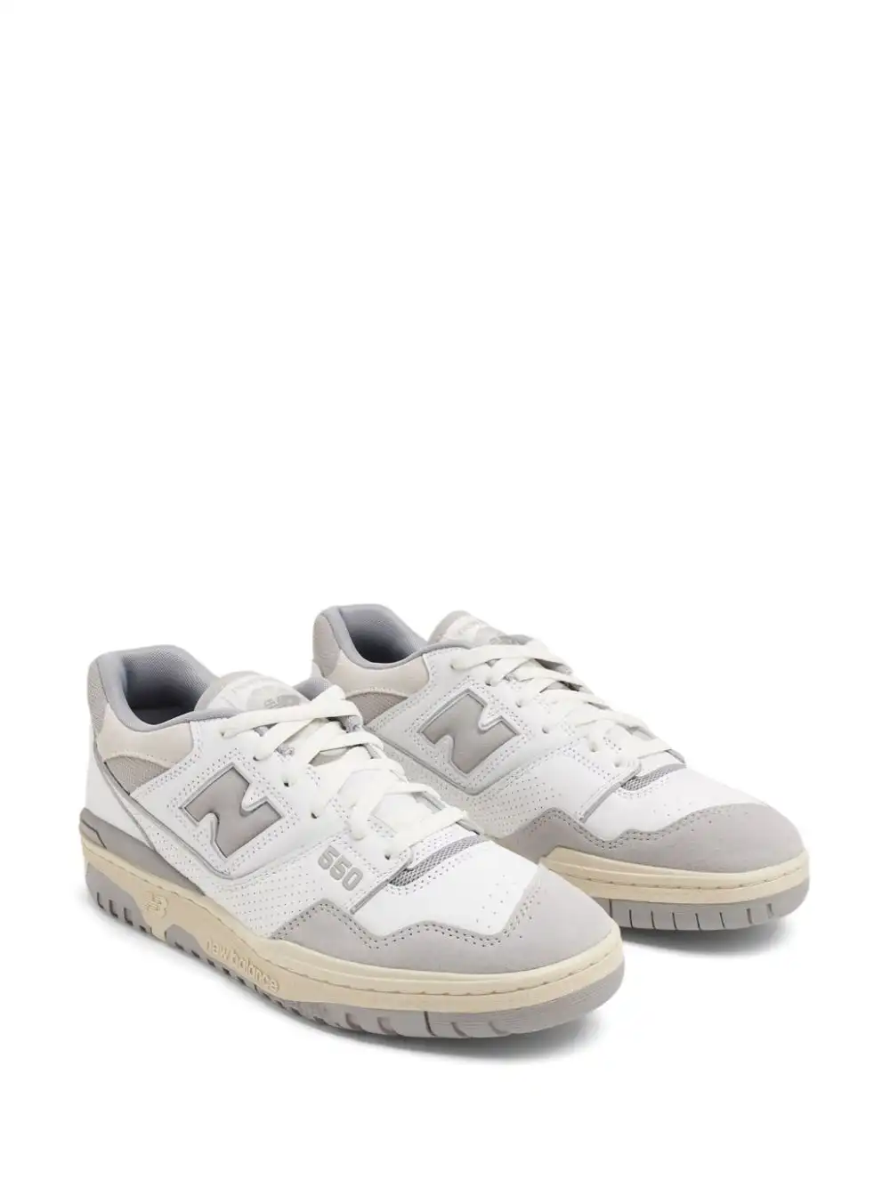 Cheap Husky New Balance 550 logo-embossed leather sneakers  