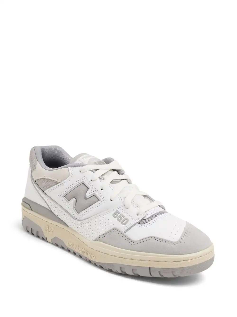 Cheap Husky New Balance 550 logo-embossed leather sneakers  