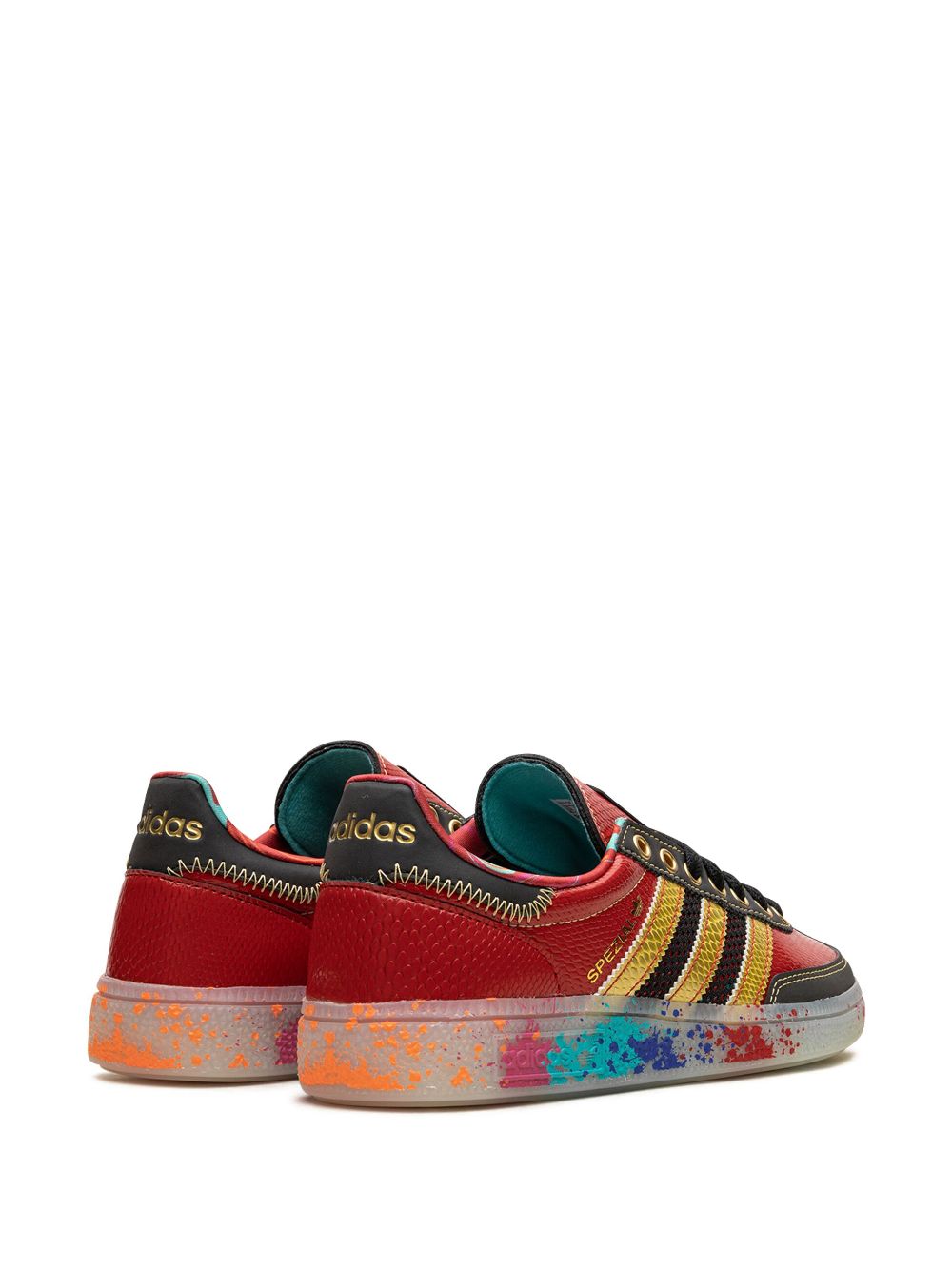 KICKWHO adidas Handball Spezial "S.E.E.D. - Scarlet Gold Paint Splatter" sneakers  