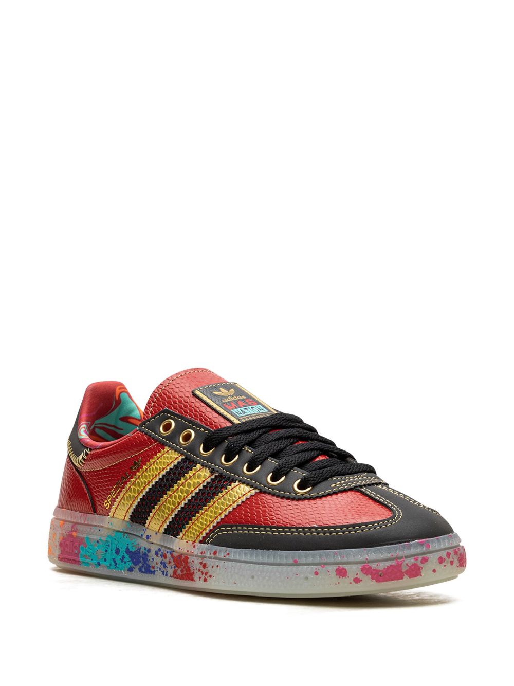 KICKWHO adidas Handball Spezial "S.E.E.D. - Scarlet Gold Paint Splatter" sneakers  