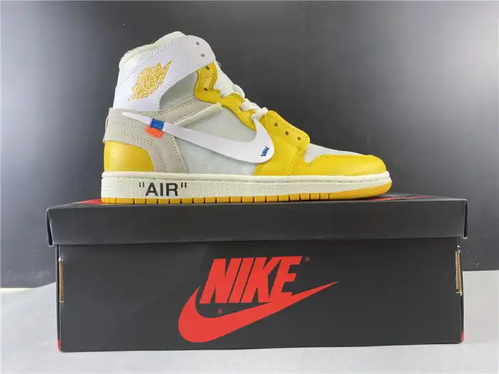 Kicked Out Shoe Store Air Jordan 1 x Off-White NRG White Dark Powder Yellow-Cone AQ0818-149