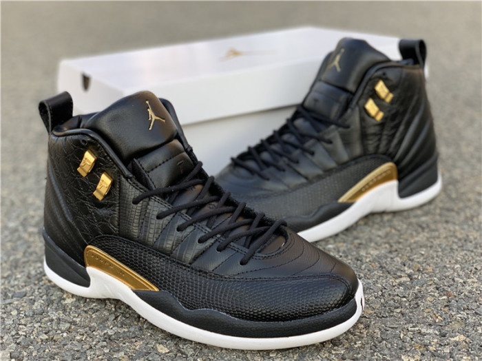 TB Air Jordan 12 Retro 'Reptile' Black Metallic Gold-White AO6068-007