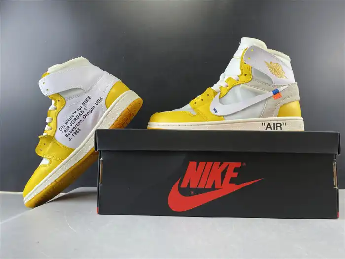 Kicked Out Shoe Store Air Jordan 1 x Off-White NRG White Dark Powder Yellow-Cone AQ0818-149