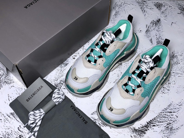 TB Balencaiga Triple S White Grey Turquoise (W) 524039 W09OH 3005