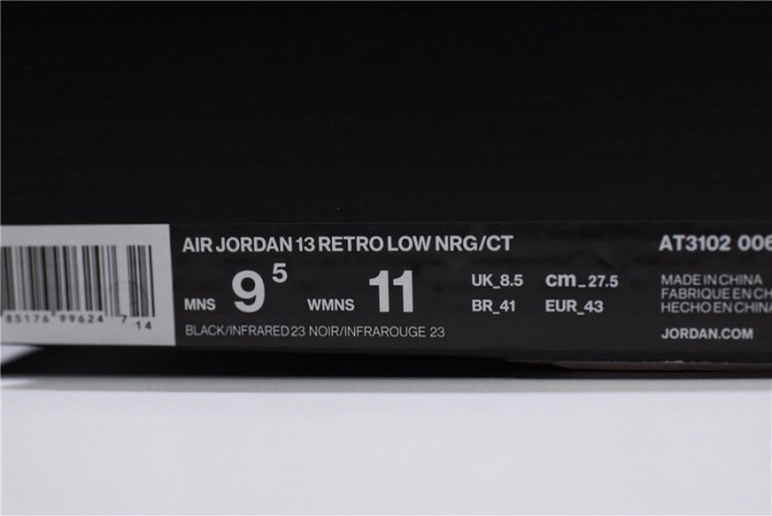 KICKWHO Clot x Air Jordan 13 Low Black Infrared AT3102-006