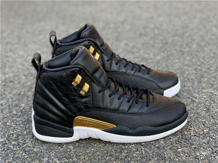 TB Air Jordan 12 Retro 'Reptile' Black Metallic Gold-White AO6068-007