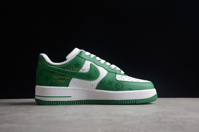 TB Louis Vuitton Nike Air Force 1 Low By Virgil Abloh White Green MS 0232