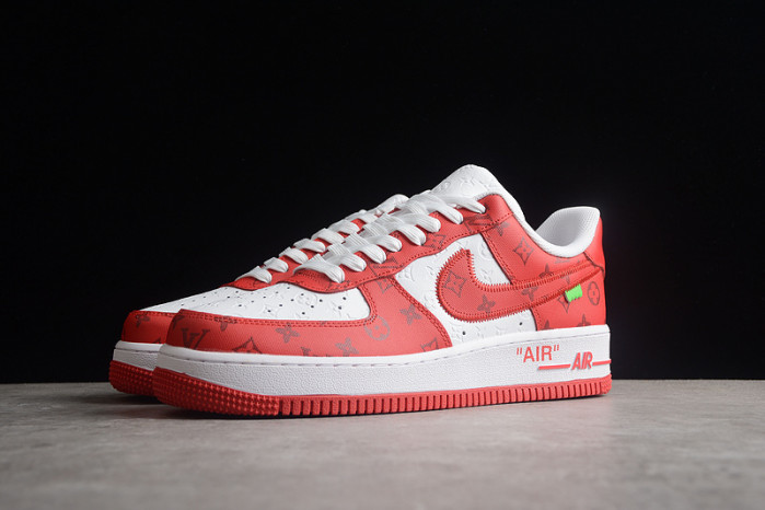 TB Louis Vuitton Nike Air Force 1 Low By Virgil Abloh White Red LD 0232