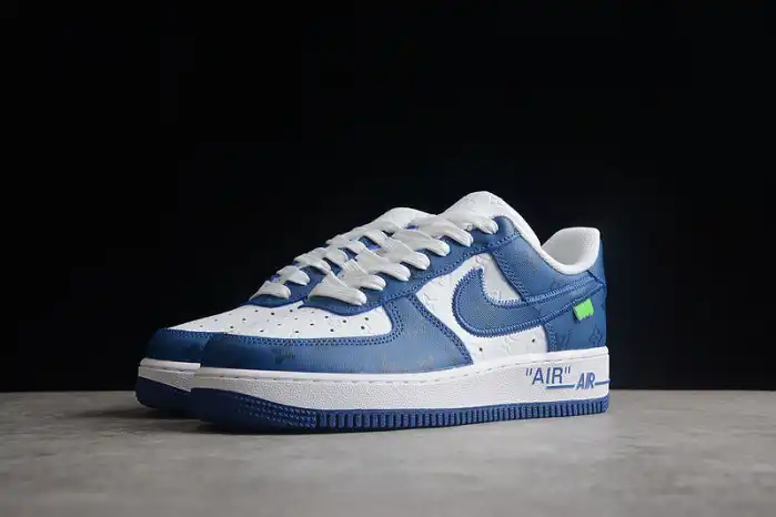 Cheap LY Louis Vuitton Nike Air Force 1 Low By Virgil Abloh White Royal