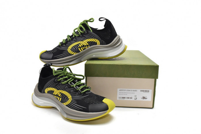 KICKWHO Gucc Run Sneakers Black Yellow