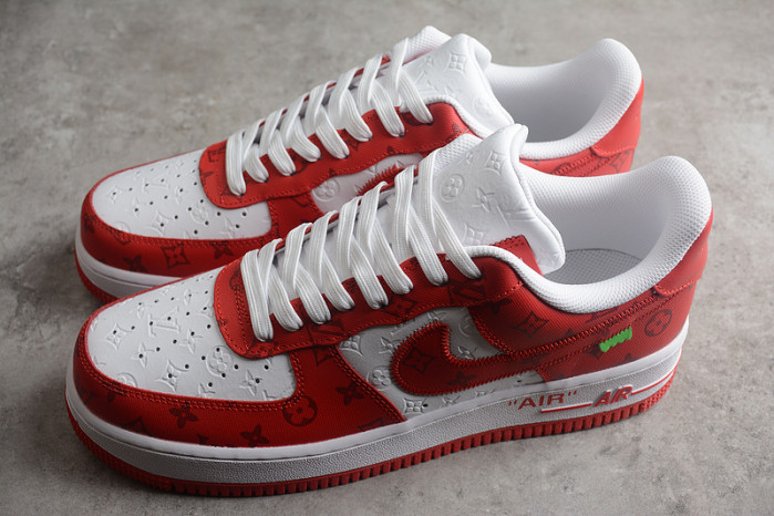 TB Louis Vuitton Nike Air Force 1 Low By Virgil Abloh White Red LD 0232